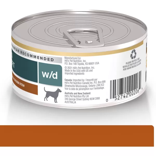 imageHills Prescription Diet wd MultiBenefit DigestiveWeightGlucoseUrinary Management Vegetable amp Chicken Stew Wet Dog Food Veterinary Diet 55 oz Cans 24Pack24 x 55 oz