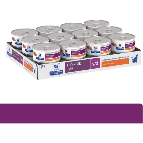 imageHills Prescription Diet yd Thyroid Care with Chicken Wet Cat Food Veterinary Diet 55 oz Cans 24Pack24 x 55 oz Cans