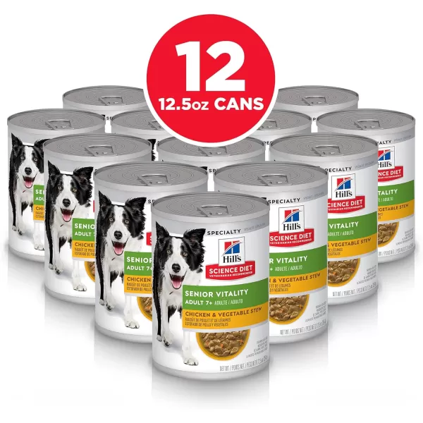 imageHills Science Diet Adult 7 Senior Vitality Dry Dog Food 215 lb BagWet Food 125 Ounce Pack of 12