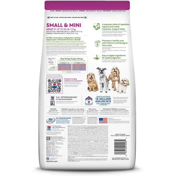 imageHills Science Diet Adult 7 Senior Vitality Small amp Mini Dry Dog Food 125 lb Bag125 Pound Pack of 1
