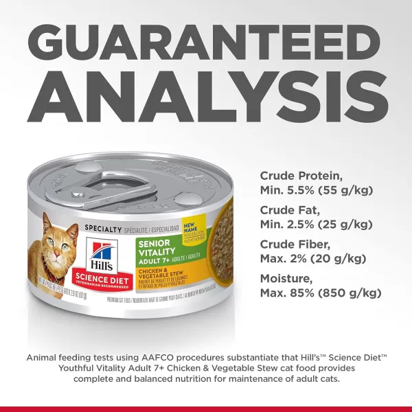 imageHills Science Diet Adult 7 Senior Vitality Wet Cat Food Chicken amp Vegetable Entree 29 oz Cans 24PackChicken amp Vegetable  Stew 29 Ounce Pack of 24