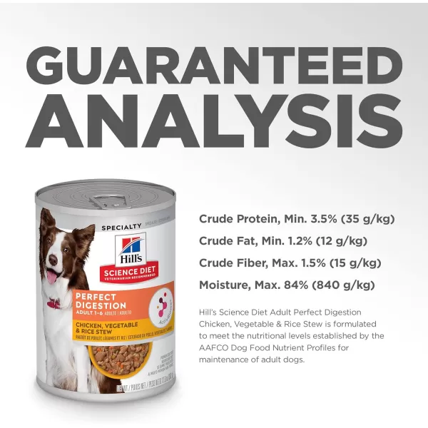 imageHills Science Diet Adult Dog Wet Food Perfect Digestion Chicken Vegetable amp Rice Stew 128 oz Cans 12PackHills Science Diet Adult Dog Wet Food Perfect Digestion Chicken Vegetable amp Rice Stew 128 oz Cans 12Pack