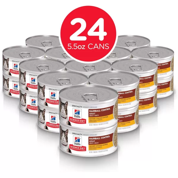imageHills Science Diet Adult Hairball Control Canned Cat Food Savory Chicken Entre 55 oz Cans 24PackHills Science Diet Adult Hairball Control Canned Cat Food Savory Chicken Entre 55 oz Cans 24Pack