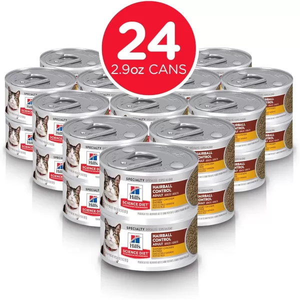 imageHills Science Diet Adult Hairball Control Wet Cat Food Savory Chicken Entre 29 oz Cans 24PackHills Science Diet Adult Hairball Control Wet Cat Food Savory Chicken Entre 29 oz Cans 24Pack