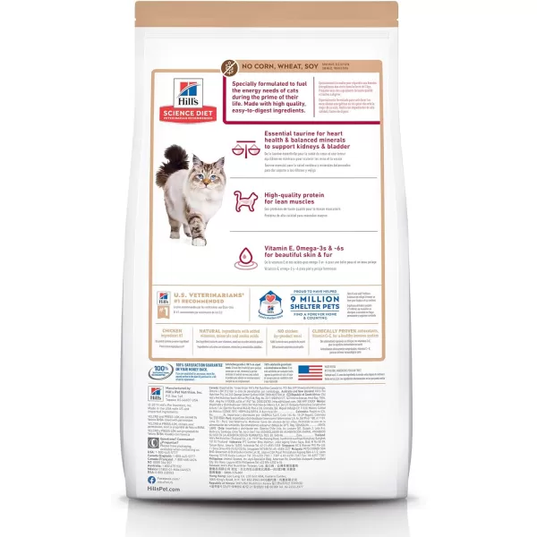 imageHills Science Diet Adult No Corn Wheat or Soy Dry Cat Food Chicken Recipe 15 lb Bag15 Pound Pack of 1
