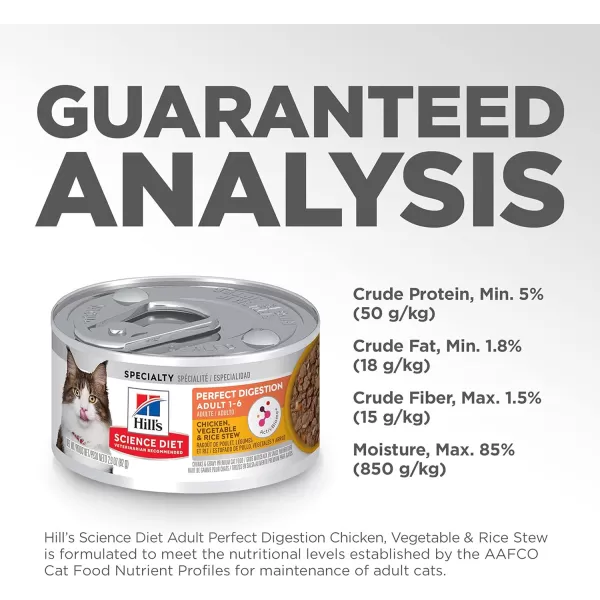 imageHills Science Diet Adult Perfect Digestion Wet Cat Food Chicken Vegetable amp Rice Stew 29 oz Cans 24PackHills Science Diet Adult Perfect Digestion Wet Cat Food Chicken Vegetable amp Rice Stew 29 oz Cans 24Pack