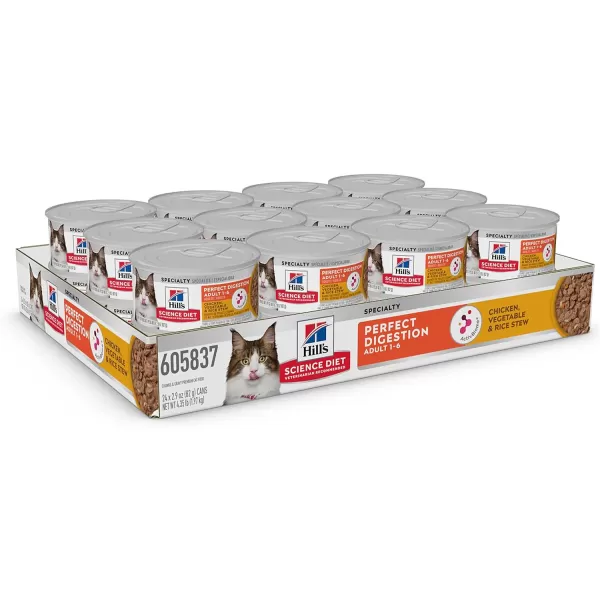 imageHills Science Diet Adult Perfect Digestion Wet Cat Food Chicken Vegetable amp Rice Stew 29 oz Cans 24PackHills Science Diet Adult Perfect Digestion Wet Cat Food Chicken Vegetable amp Rice Stew 29 oz Cans 24Pack