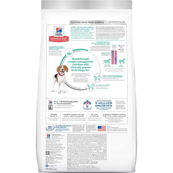 imageHills Science Diet Adult Perfect Weight Small Bites Dry Dog Food Chicken Recipe 25 lb Bag2500 Pound Pack of 1