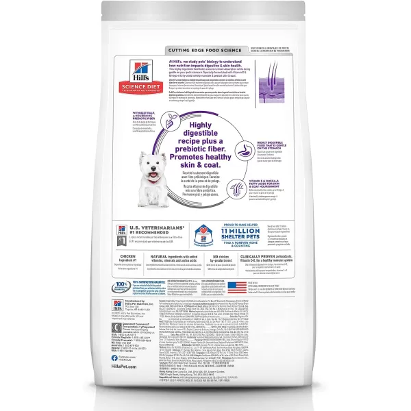 imageHills Science Diet Adult Sensitive Stomach and Skin Small Bites Dry Dog Food Chicken amp Barley Recipe 15 lb Bag15 Pound Pack of 1
