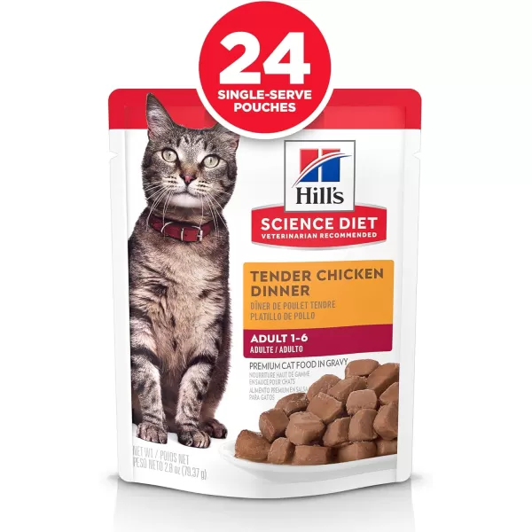 imageHills Science Diet Adult Wet Cat Food Pouches Variety Pack 12PackChicken 28 Ounce Pack of 24