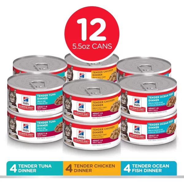 imageHills Science Diet Adult Wet Cat Food Pouches Variety Pack 12PackTender Variety Pack 55 Ounce Pack of 12