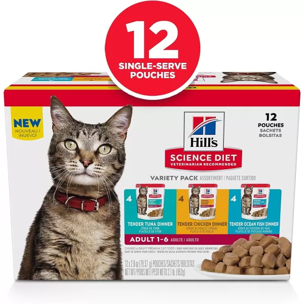 imageHills Science Diet Adult Wet Cat Food Pouches Variety Pack 12PackVariety Pack 28 Ounce Pack of 12