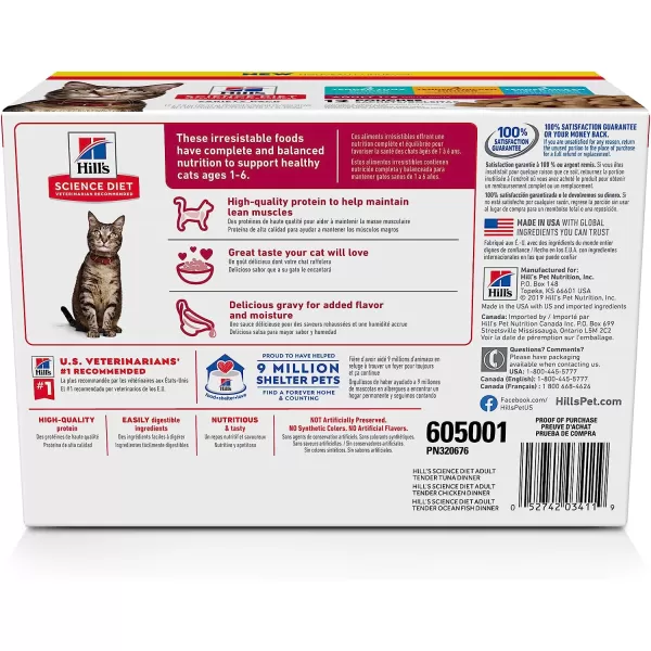 imageHills Science Diet Adult Wet Cat Food Pouches Variety Pack 12PackVariety Pack 28 Ounce Pack of 12
