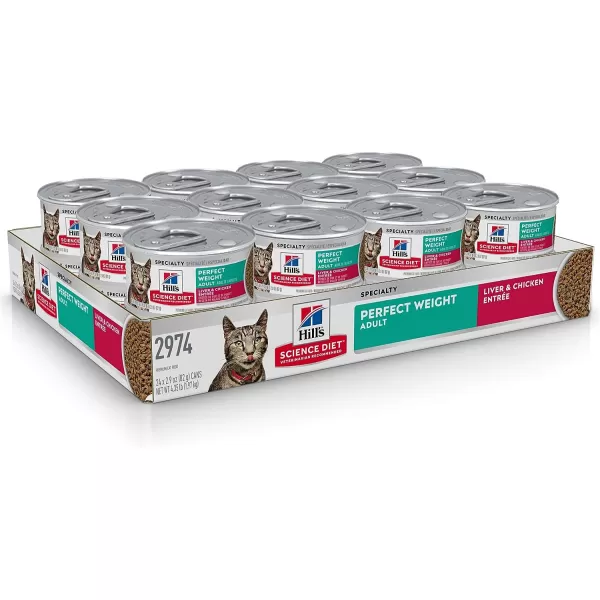 imageHills Science Diet Canned Wet Cat Food Adult Perfect Weight for Weight Management Roasted Vegetable amp Chicken Recipe 29 oz Cans 24 PackLiver amp Chicken 29 Ounce Pack of 24