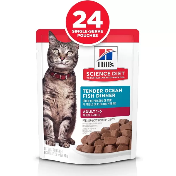 imageHills Science Diet Canned Wet Cat Food Adult Tender Chunks amp Gravy Recipes 55 oz Cans 24PackSeafood 28 Ounce Pack of 24
