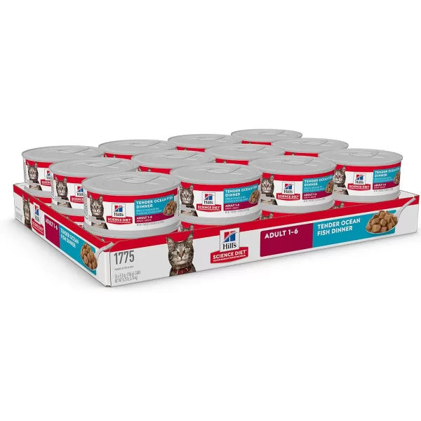 imageHills Science Diet Canned Wet Cat Food Adult Tender Chunks amp Gravy Recipes 55 oz Cans 24PackTender Ocean Fish 55 Ounce Pack of 1
