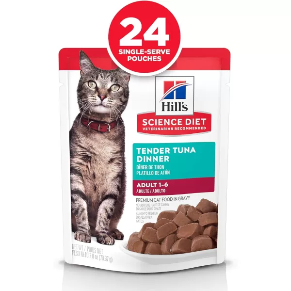 imageHills Science Diet Canned Wet Cat Food Adult Tender Chunks amp Gravy Recipes 55 oz Cans 24PackTuna 28 Ounce Pack of 24