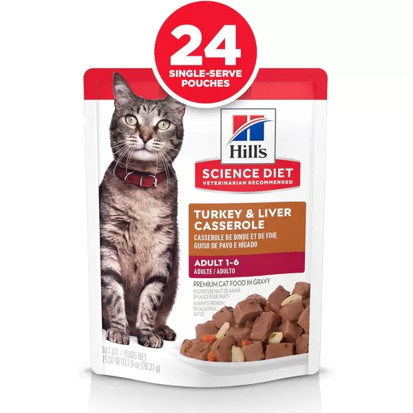 imageHills Science Diet Canned Wet Cat Food Adult Tender Chunks amp Gravy Recipes 55 oz Cans 24PackTurkey Liver 28 Ounce Pack of 24
