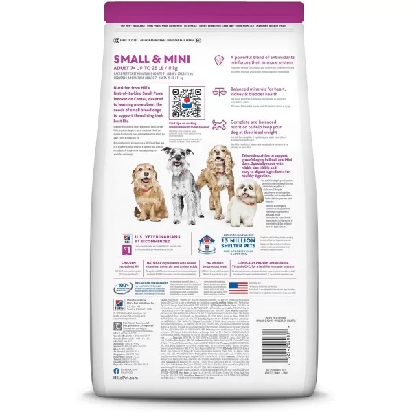 imageHills Science Diet Dry Dog Food Adult 7 for Senior Dogs Small Paws for Small Breeds Chicken Meal Barley amp Brown Rice Recipe 155 lb Bag155 Pound Pack of 1