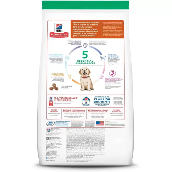 imageHills Science Diet Dry Dog Food Puppy Large Breeds With Real Meat And Whole Grains Chicken Meal And Oats Recipe 155 lb BagChicken Meal amp Oats 155 Pound Pack of 1