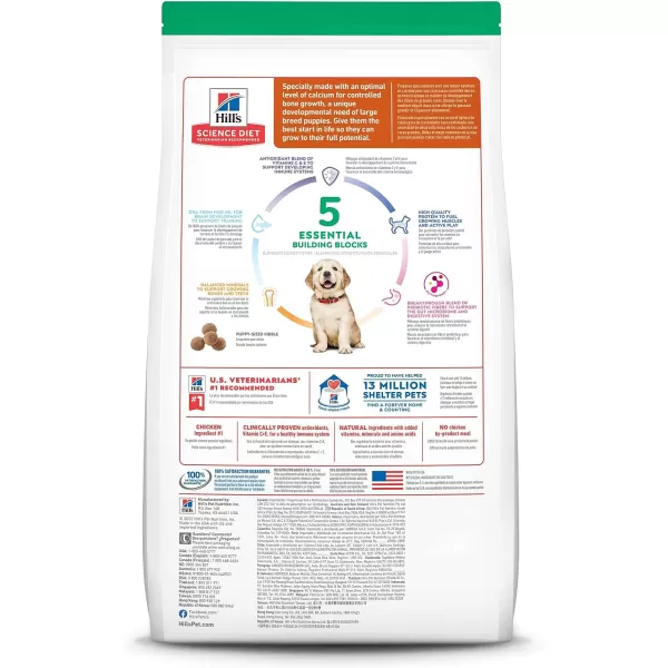 imageHills Science Diet Dry Dog Food Puppy Large Breeds With Real Meat And Whole Grains Chicken Meal And Oats Recipe 155 lb BagChicken Meal amp Oats 275 Pound Pack of 1
