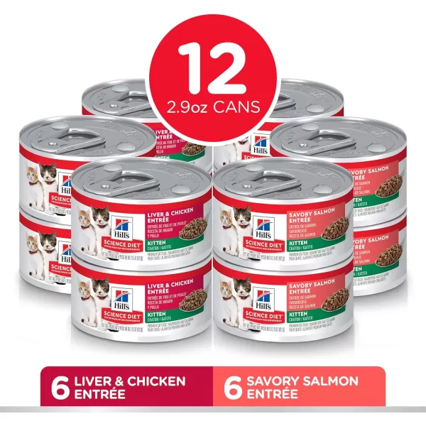 imageHills Science Diet Kitten Wet Cat Food Variety Pack Liver amp Chicken and Savory Salmon 29 oz Cans 12PackHills Science Diet Kitten Wet Cat Food Variety Pack Liver amp Chicken and Savory Salmon 29 oz Cans 12Pack