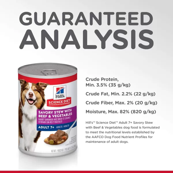 imageHills Science Diet Senior 7 Canned Dog Food Savory Stew with Beef amp Vegetables 128 oz Cans 12PackBeef amp Vegetable Stew