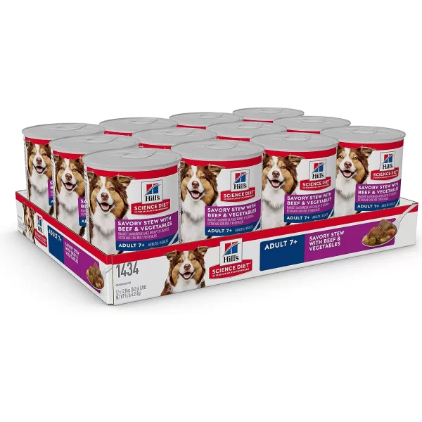 imageHills Science Diet Senior 7 Canned Dog Food Savory Stew with Beef amp Vegetables 128 oz Cans 12PackBeef amp Vegetable Stew