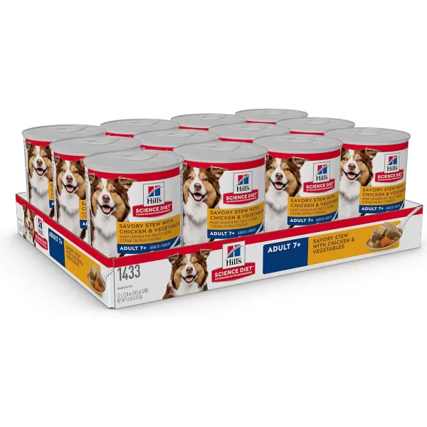 imageHills Science Diet Senior 7 Canned Dog Food Savory Stew with Beef amp Vegetables 128 oz Cans 12PackChicken amp Vegetable Stew