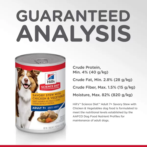 imageHills Science Diet Senior 7 Canned Dog Food Savory Stew with Beef amp Vegetables 128 oz Cans 12PackChicken amp Vegetable Stew