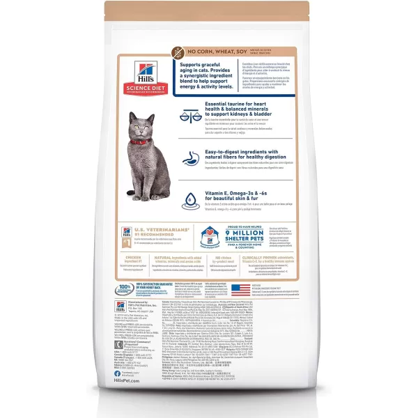 imageHills Science Diet Senior 7 No Corn Wheat or Soy Dry Cat Food Chicken Recipe 7 lb Bag7 Pound Pack of 1