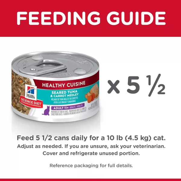 imageHills Science Diet Wet Cat Food Adult 11 for Senior Cats Healthy Cuisine Seared Tuna amp Carrot Recipe 28 oz Cans 24PackAdult 11  Tuna amp Carrot