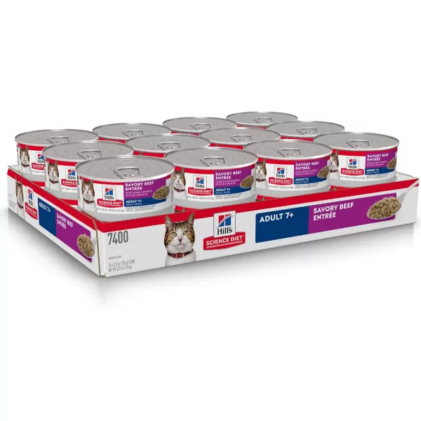imageHills Science Diet Wet Cat Food Adult 7 Savory Beef Entre 55 oz Cans 24PackBeef