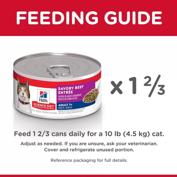 imageHills Science Diet Wet Cat Food Adult 7 Savory Beef Entre 55 oz Cans 24PackBeef