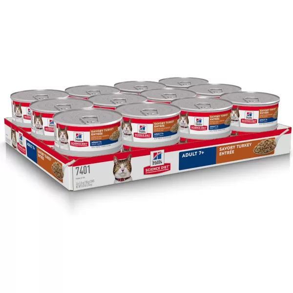 imageHills Science Diet Wet Cat Food Adult 7 Savory Beef Entre 55 oz Cans 24PackSavory Turkey