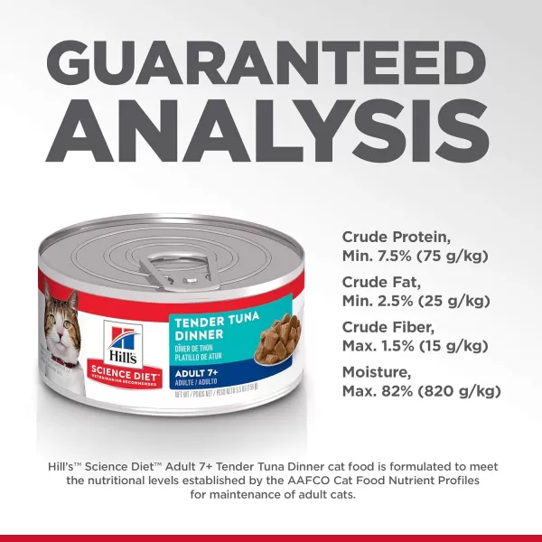 imageHills Science Diet Wet Cat Food Adult 7 Tender Tuna Dinner 55 oz Cans 24PackTender Tuna  Chunks amp Gravy