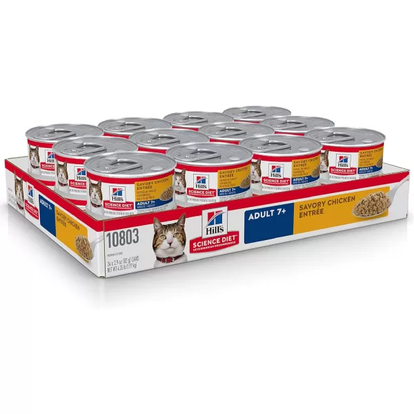 imageHills Science Diet Wet Cat Food Adult 7 for Senior Cats Minced Savory Chicken Recipe 29 oz Cans 24PackChicken 29 Ounce Pack of 24