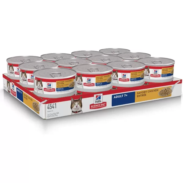 imageHills Science Diet Wet Cat Food Adult 7 for Senior Cats Savory Chicken Recipe 55 oz Cans 24PackChicken 55 Ounce Pack of 24