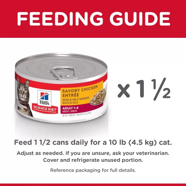 imageHills Science Diet Wet Cat Food Adult Savory Turkey Recipe 55 oz Cans 24PackChicken