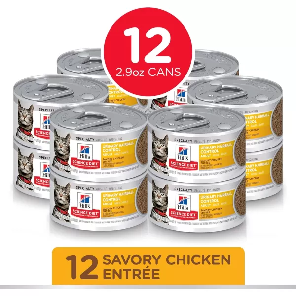 imageHills Science Diet Wet Cat Food Adult Urinary amp Hairball Control Savory Chicken Recipe 29 oz Cans 12Pack29 Ounce Pack of 12