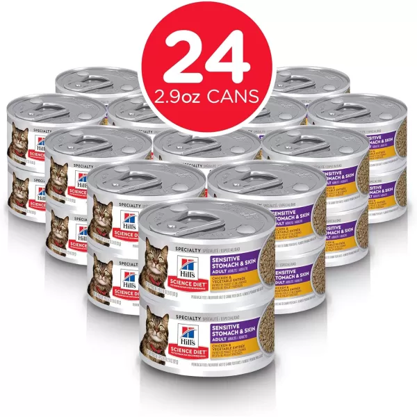 imageHills Science Diet Wet Cat Food Sensitive Stomach amp Skin Chicken amp Vegetable Recipe 29 oz Cans 24PackHills Science Diet Wet Cat Food Sensitive Stomach amp Skin Chicken amp Vegetable Recipe 29 oz Cans 24Pack