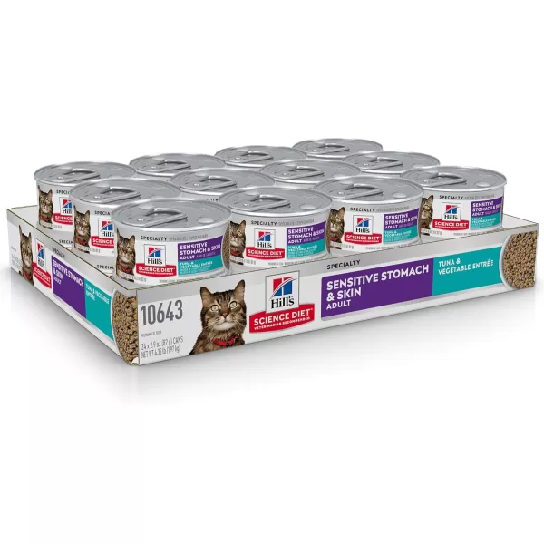 imageHills Science Diet Wet Cat Food Sensitive Stomach amp Skin Tuna amp Vegetable Recipe 29 oz Cans 24PackTuna amp Vegetable 29 Ounce Pack of 24