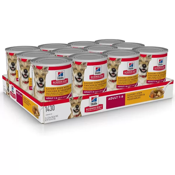 imageHills Science Diet Wet Dog Food Adult 16 Savory Stew with Chicken amp Vegetables 128 oz Cans Pack of 12Chicken amp Vegetables 128 Ounce Pack of 12