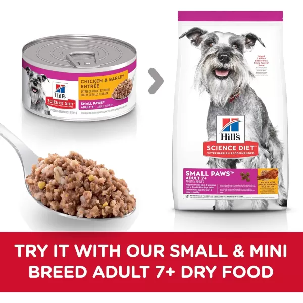 imageHills Science Diet Wet Dog Food Adult 7 For Senior Dogs Small Paws For Small Breeds Savory Stew Chicken amp Vegetables 35 oz Cans 12PackChicken amp Barley 58 Ounce Pack of 24