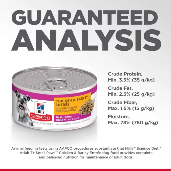 imageHills Science Diet Wet Dog Food Adult 7 For Senior Dogs Small Paws For Small Breeds Savory Stew Chicken amp Vegetables 35 oz Cans 12PackChicken amp Barley 58 Ounce Pack of 24