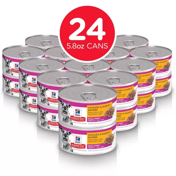 imageHills Science Diet Wet Dog Food Adult 7 For Senior Dogs Small Paws For Small Breeds Savory Stew Chicken amp Vegetables 35 oz Cans 12PackChicken amp Barley 58 Ounce Pack of 24