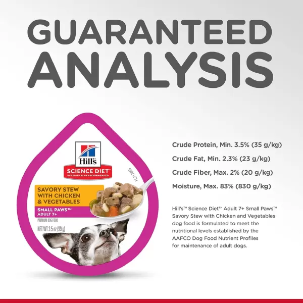 imageHills Science Diet Wet Dog Food Adult 7 For Senior Dogs Small Paws For Small Breeds Savory Stew Chicken amp Vegetables 35 oz Cans 12PackSavory Stew Chicken amp Vegetables 35 Ounce Pack of 12