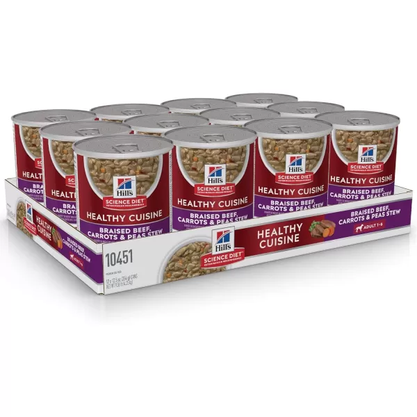 imageHills Science Diet Wet Dog Food Adult Healthy Cuisine Braised Beef Carrots amp Peas Stew 125 oz Cans 12PackBraised Beef Carrots amp Peas