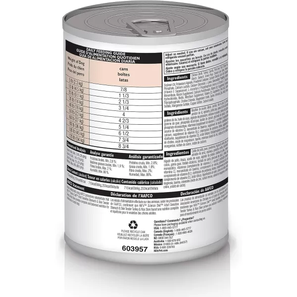 imageHills Science Diet Wet Dog Food Adult Sensitive Stomach amp Skin Tender Turkey amp Rice Stew 125 oz Cans 12PackTender Turkey amp Rice Stew