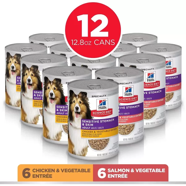 imageHills Science Diet Wet Dog Food Adult Sensitive Stomach amp Skin Tender Turkey amp Rice Stew 125 oz Cans 12PackVariety Pack
